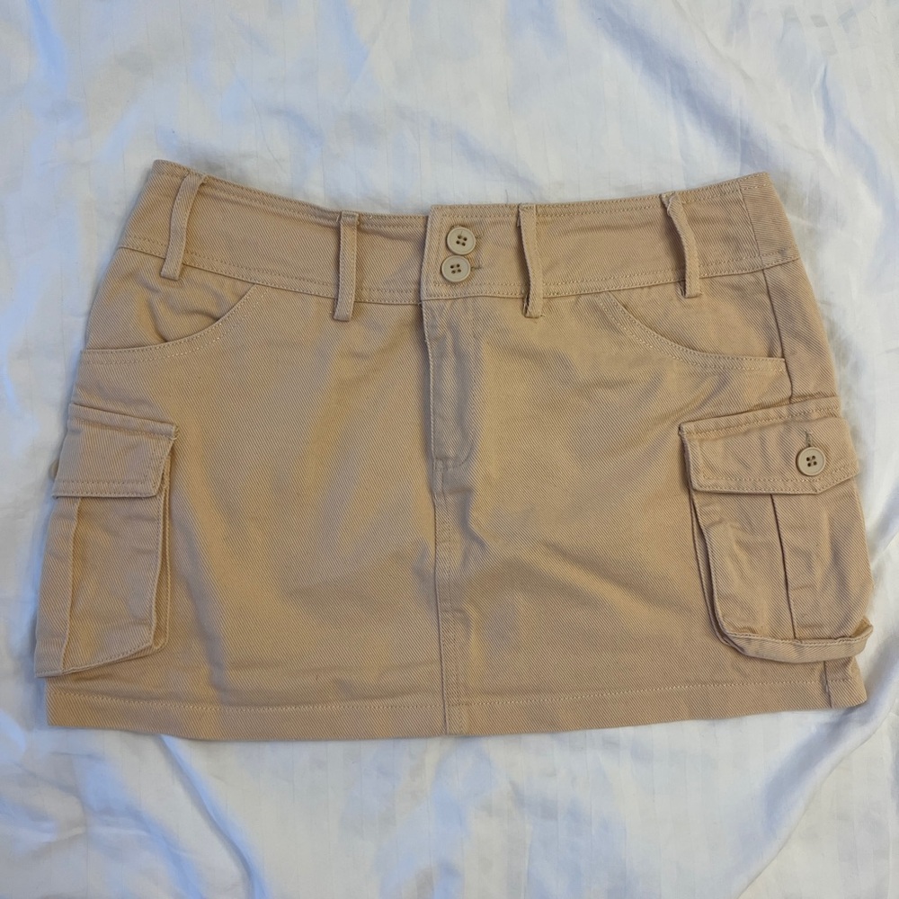 Edikted Beige Cargo Pocket Mini Skirt